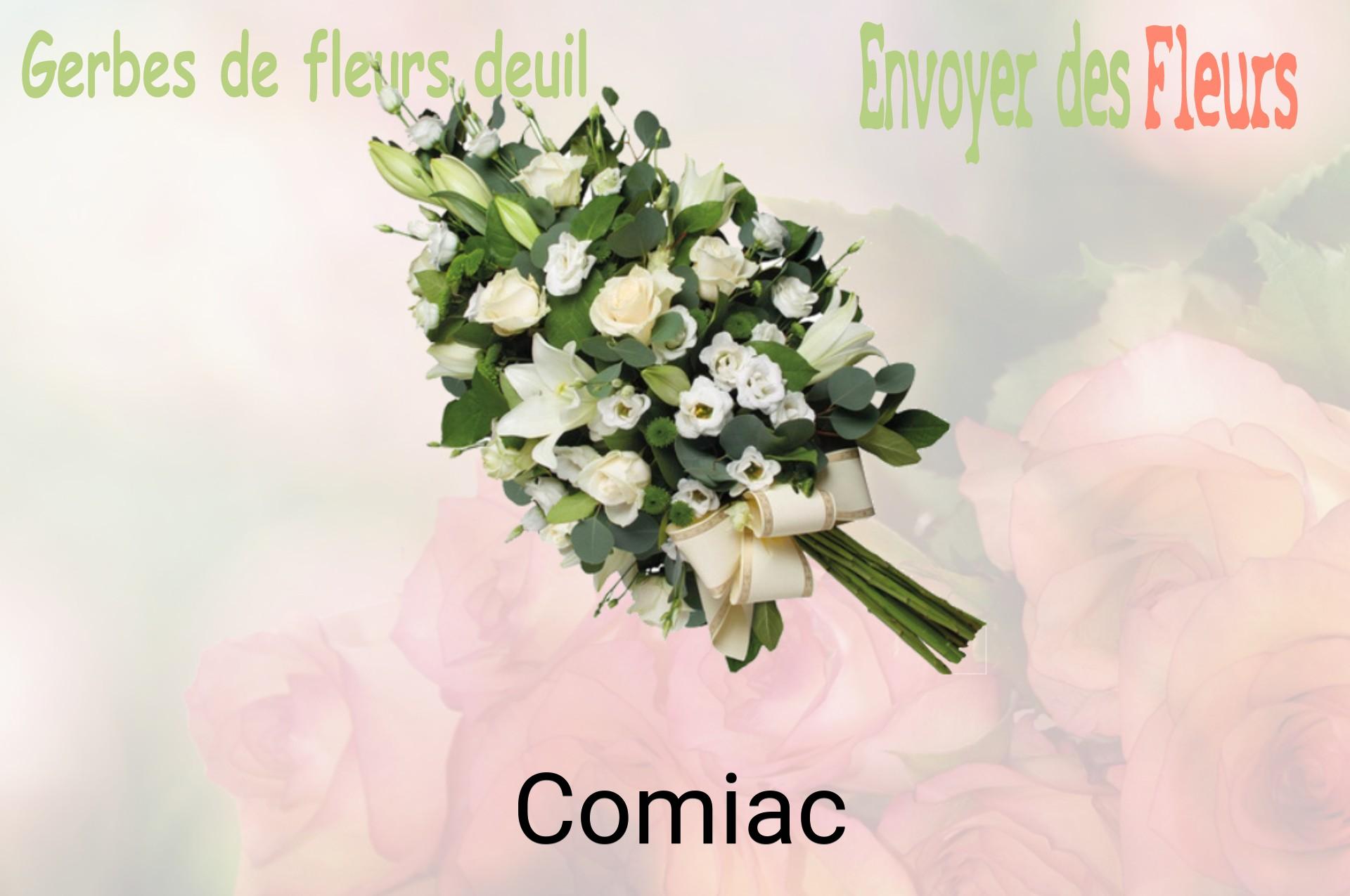 Gerbe de fleurs de deuil livrée à Comiac
